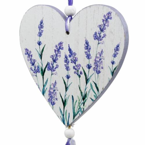 Floristik24 Coeur avec motif lavande à accrocher, mariage, décoration d'été méditerranéenne, Saint Valentin, coeur lavande 4pcs
