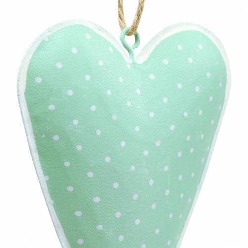 Article Cintre coeur métal vert, blanc pointillé H11cm 6pcs