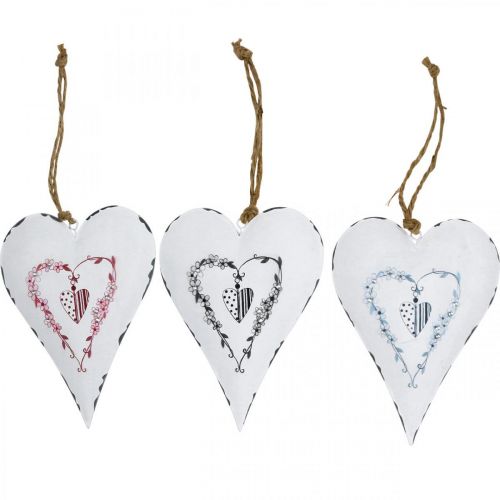 Floristik24 Coeurs décoratifs à suspendre en métal coeur en métal blanc 12×16cm 3pcs