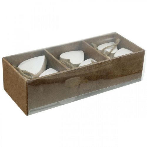 Floristik24 Coeurs en bois, décoration à suspendre, Saint Valentin naturel, blanc H5,5cm 18 pcs