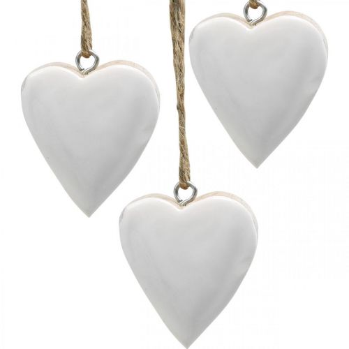 Floristik24 Coeurs en bois, décoration à suspendre, Saint Valentin naturel, blanc H5,5cm 18 pcs
