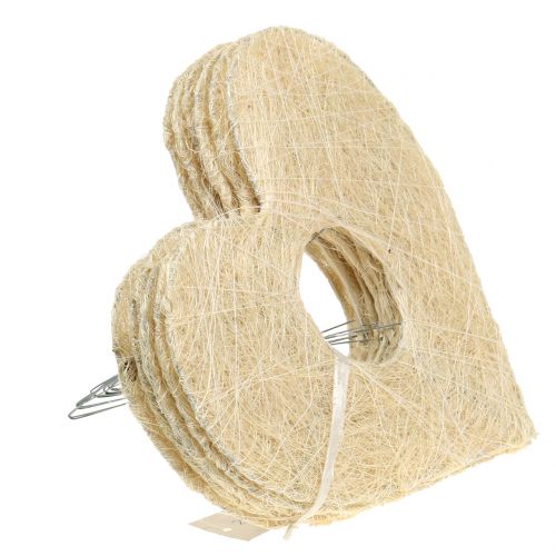 Floristik24 Coeur porte-fleurs en sisal blanchi 25 cm 6 p.