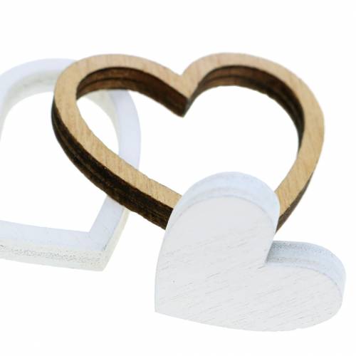 Floristik24 Décoration à disperser coeur nature/blanc 24 pcs