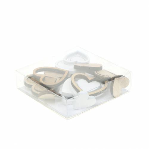 Floristik24 Décoration à disperser coeur nature/blanc 24 pcs