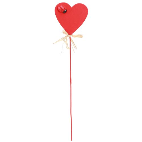 Article Bouchons coeur bois coeurs décoratifs rouges avec coccinelles 6cm 16 pcs