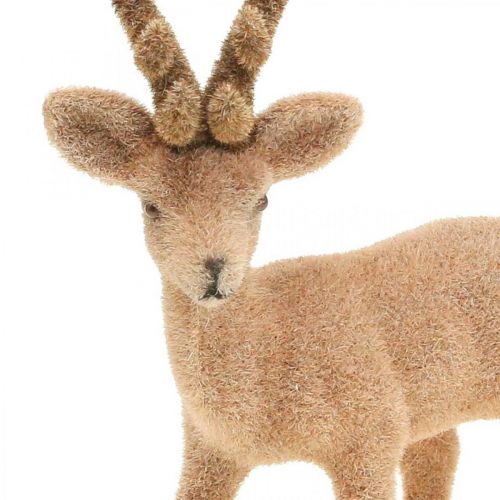 Article Cerf décoratif figurine décorative renne décoratif floqué H17cm 6 pcs