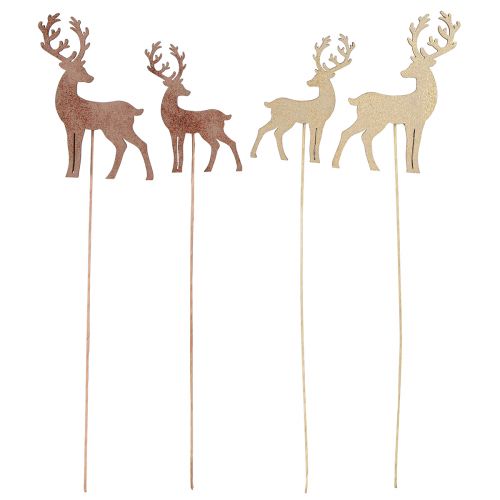 Article Bouchon de fleur décoratif cerf bronze doré 8-10cm 18 pcs
