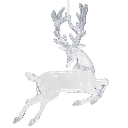 Article Décoration de cerf décorations de Noël en argent clair 19x21cm 2pcs