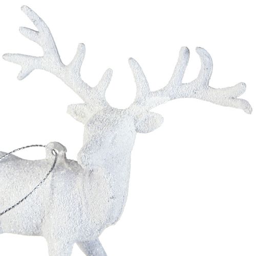 Article Décoration cerf en pendentif de Noël blanc H13,5cm 3pcs