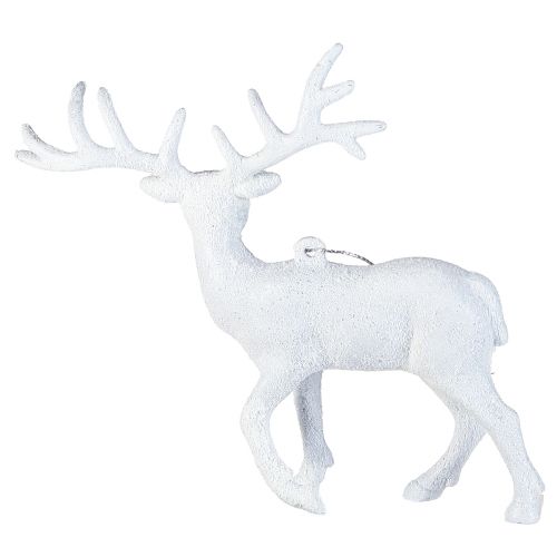 Article Décoration cerf en pendentif de Noël blanc H13,5cm 3pcs