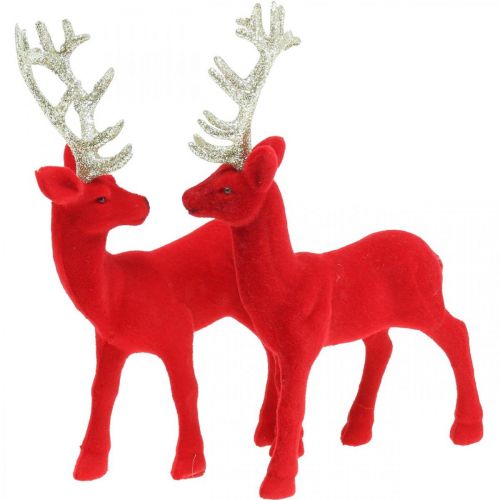 Floristik24 Déco cerf décoration figure déco renne rouge H20cm 2pcs