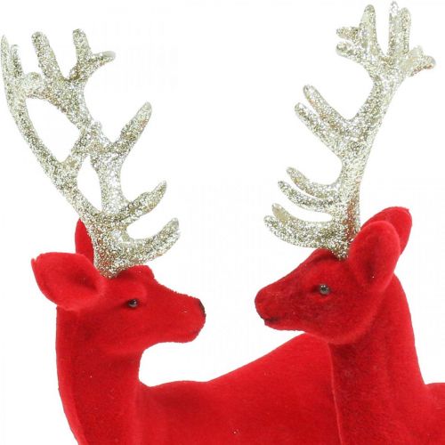 Floristik24 Déco cerf décoration figure déco renne rouge H20cm 2pcs