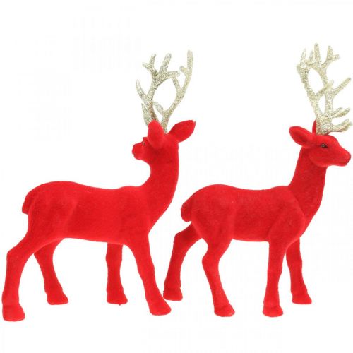Floristik24 Déco cerf décoration figure déco renne rouge H20cm 2pcs