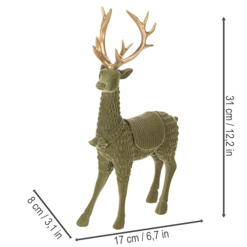 Figurine décorative de cerf debout, floquée avec des bois, 31 cm | Floristik24.be