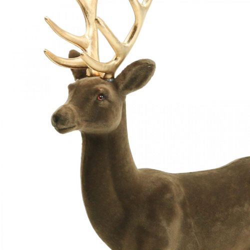 Article Figurine déco cerf décoratif renne floqué marron H46cm