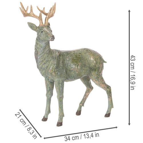 Figurine de cerf décorative, debout, détaillée, 43 cm | Floristik24.be