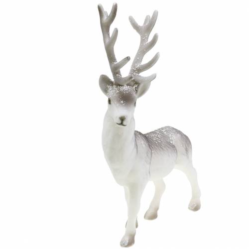 Floristik24 Déco cerf floqué/neigé 39cm