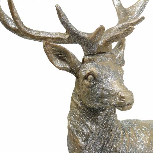 Floristik24 Déco cerf champagne pailleté 44cm