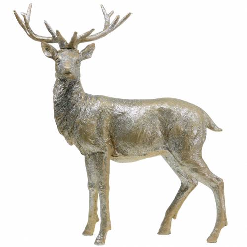 Floristik24 Déco cerf champagne pailleté 44cm