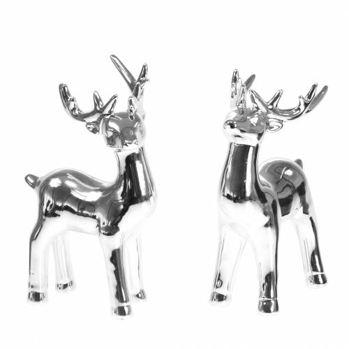 Floristik24 Cerf Figure à décorer argent H17cm 2pcs