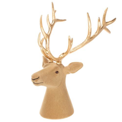 Tête de cerf décorative sculptée avec de grands bois, 52 cm | Floristik24.be
