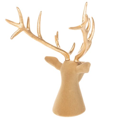 Tête de cerf décorative sculptée avec de grands bois, 52 cm | Floristik24.be