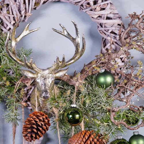 Floristik24 Tête de cerf pour la décoration murale or, argent 22cm x 32cm