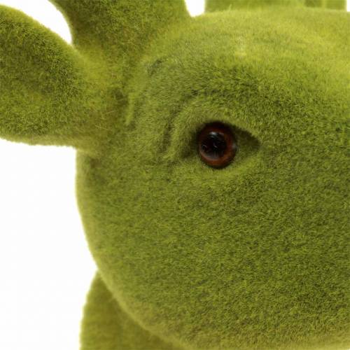 Floristik24 Tête de cerf déco floquée vert mousse 30cm x 23cm