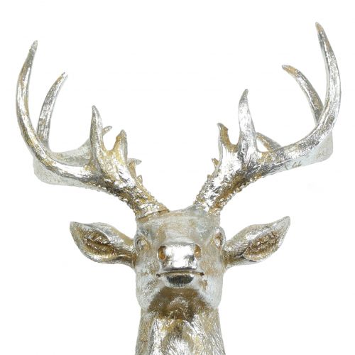Floristik24 Tête de cerf pour la décoration murale or, argent 22cm x 32cm