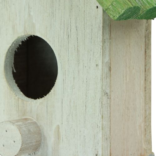 Article Décoration suspendue nichoir bois vert blanc 14,5×7,5×17,5cm