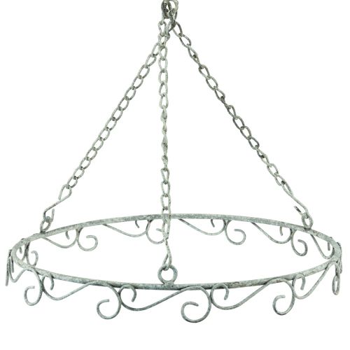 Article Décoration à suspendre anneau décoratif en métal blanc shabby chic Ø30cm H30cm