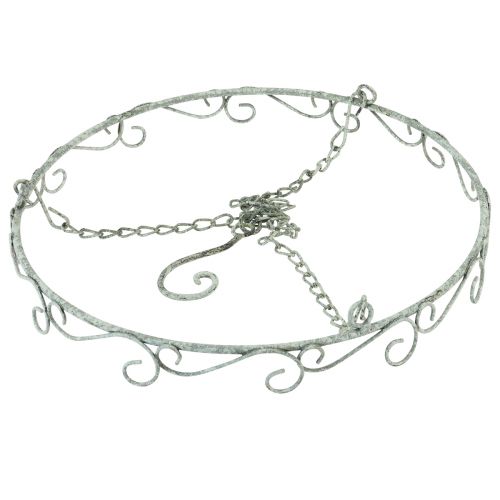 Article Décoration à suspendre anneau décoratif en métal blanc shabby chic Ø30cm H30cm