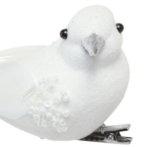 Article Pigeons de décoration de mariage en couple de pigeons sur pince blanc 22cm 2 pièces