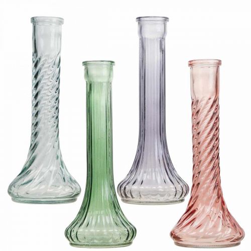 Floristik24 Grand vase en verre vases à fleurs vintage coloré Ø10cm H23cm 4pcs