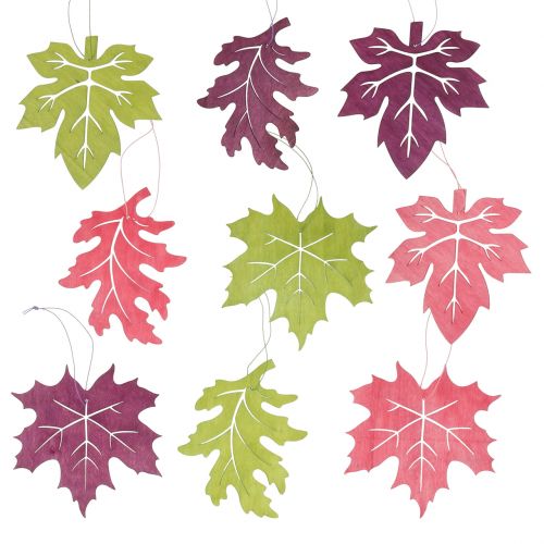 Floristik24 Mélange de feuilles de bois à suspendre couleurs assorties 15cm 9pcs