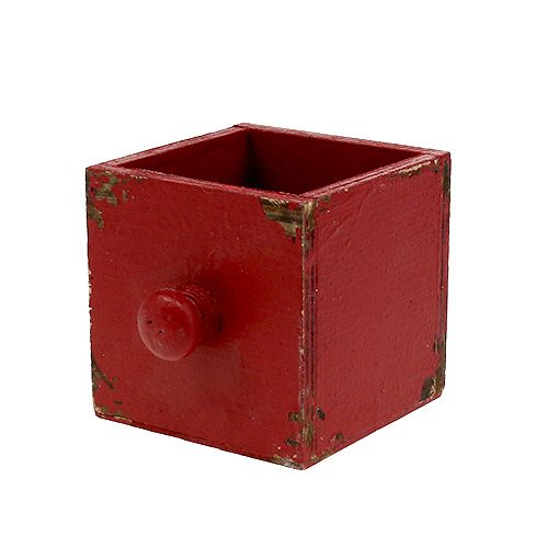 Floristik24 Tiroir-cube rouge en bois 9 x 9 x 9 cm 1 p.