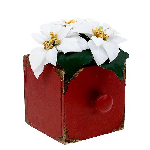 Floristik24 Tiroir-cube rouge en bois 9 x 9 x 9 cm 1 p.