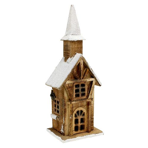 Floristik24 Eglise en bois avec éclairage LED nature, blanc 42cm