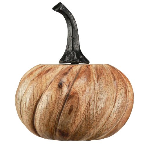 Article Citrouille en bois avec manche en métal noir naturel Ø12cm H13cm