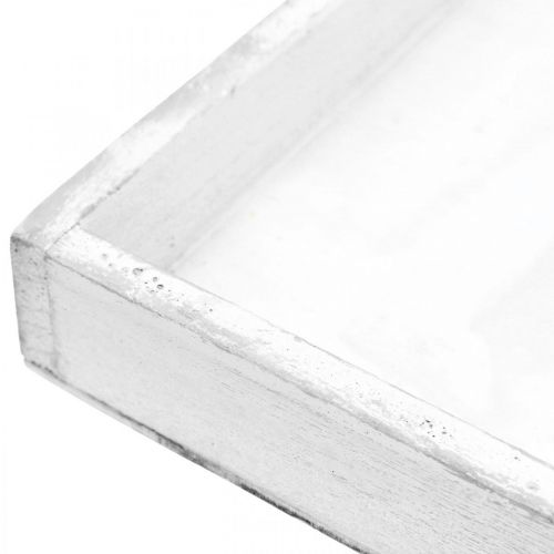 Floristik24 Plateau décoratif plateau en bois carré blanc shabby chic 24.5×24.5cm