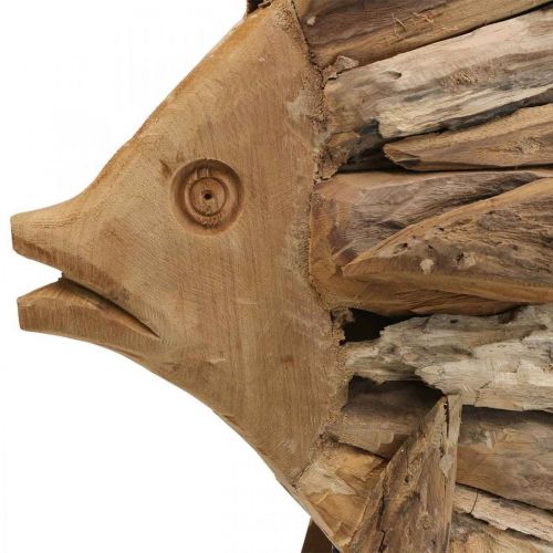 Floristik24 Déco poisson en bois grand, déco poisson debout H50cm
