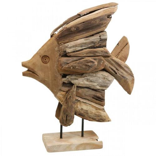 Floristik24 Déco poisson en bois grand, déco poisson debout H50cm