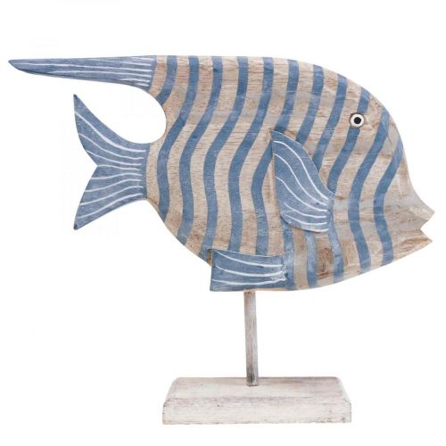 Déco poisson en bois grand poisson déco rayé debout H30cm