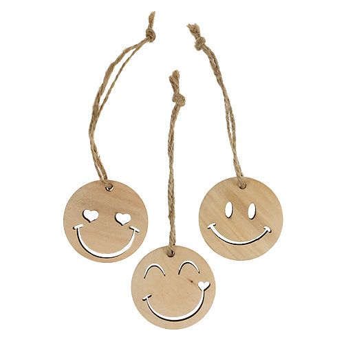 Floristik24 Emoticon&reg;bois 4cm nature 24pcs