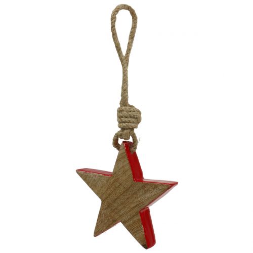 Étoile en bois rouge, naturel 10cm à suspendre 1 pce
