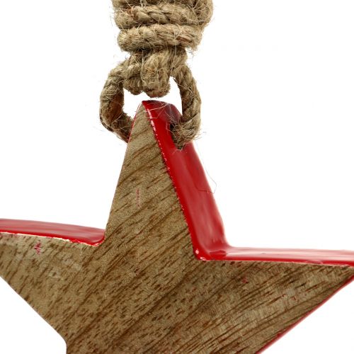 Article Étoile en bois rouge, naturel 10cm à suspendre 1 pce