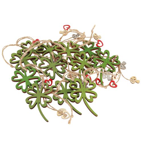 Article Pendentif en bois feuille de trèfle du Nouvel An coloré 5x0,5x8cm 12 pcs