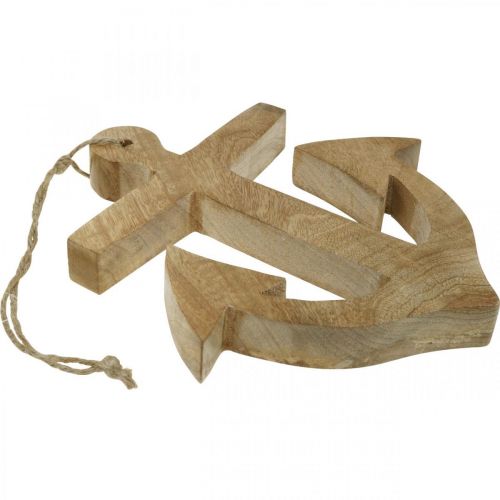 Article Ancre à Suspendre Cintre Nautique en Bois de Manguier Naturel H24.5cm