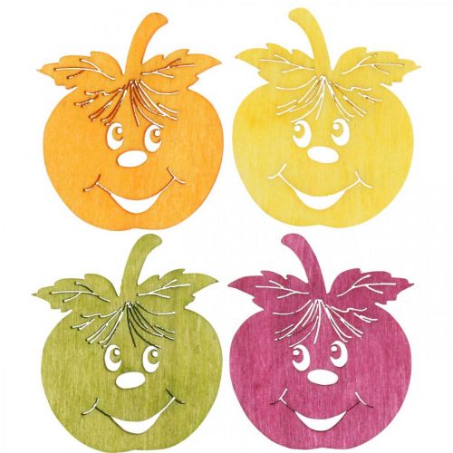 Pomme qui rit Streudeko, automne, décoration de table, pommette orange, jaune, verte, rose H3,5cm L4cm 72pcs
