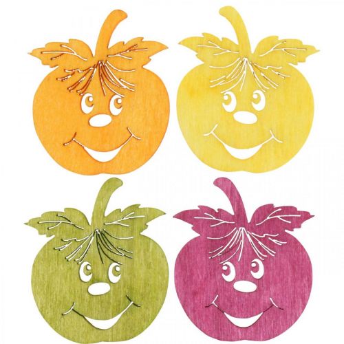 Décoration à disperser pomme qui rit, automne, décoration de table, pomme sauvage orange, jaune, vert, rose H3,5 cm L4 cm 72 pcs
